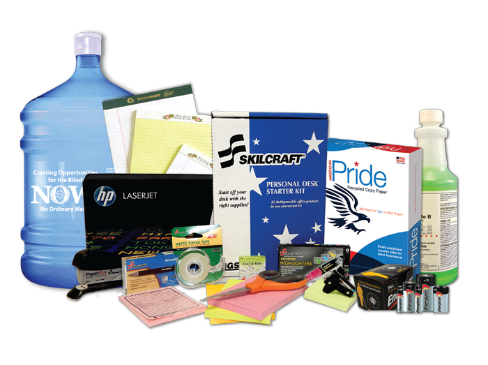 Maryland Pride office products, batteries, cleaner, paper pads, and copy paper