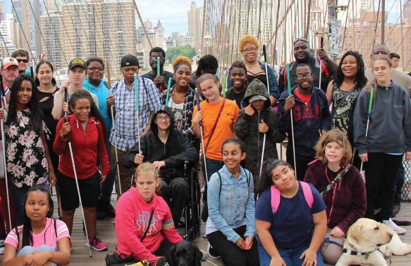 Youth program group photo on the Brooklyn Bridge
